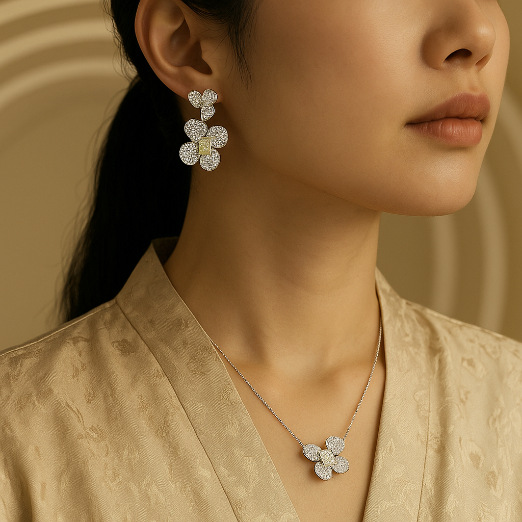 Orchid Flower Drop Earrings
