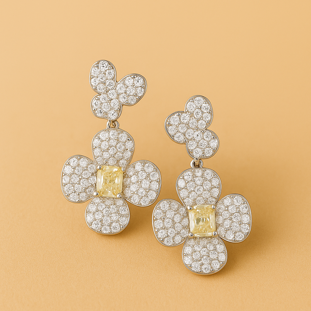 Orchid Flower Drop Earrings